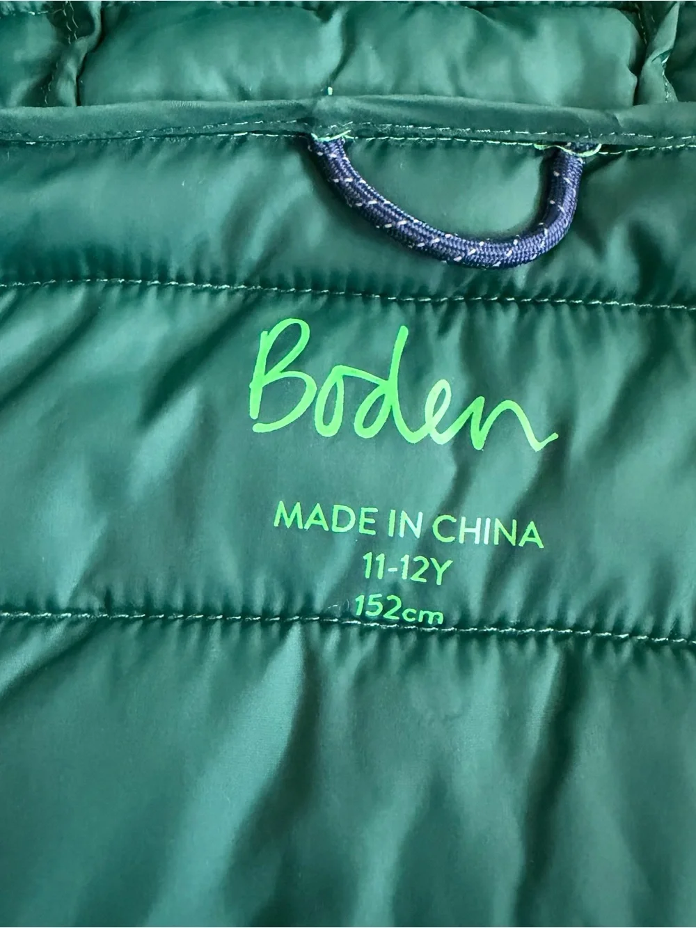 Mini Boden Pack Away Solid Quilted Zip Up Hooded Jacket | 11/12Y